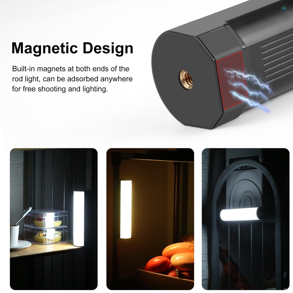 Yb2 การถ่ายภาพโคมไฟ PULUZ PU4138 17 ซม./6.7in แบบพกพา RGB Light Stick แม่เหล็ก LED Tube Light Wand 6W การถ่ายภาพเติมแสง 2500K-9000K หรี่แสงได้ 21 L