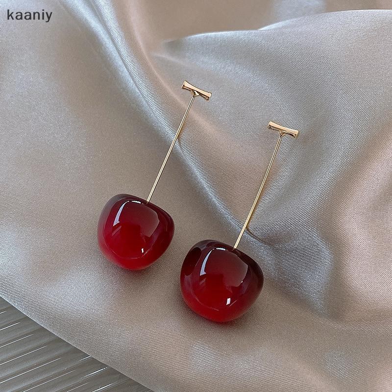 [KAN] น่ารักเชอร์รี่ผลไม้ Drop Dangle ต่างหูแฟชั่นเชอร์รี่หวานจี้ต่างหูผู้หญิงงานแต่งงานเครื่องประดับอุปกรณ์เสริม FXH