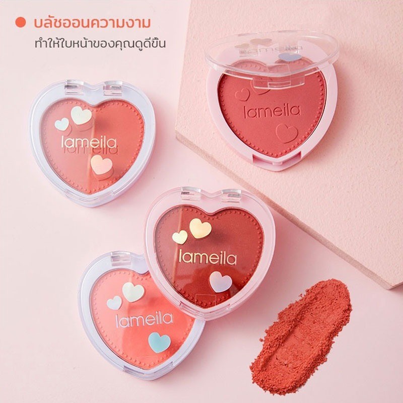 Lameila บลัชออนปัดแก้ม เนื้อชิมเมอร์ธรรมชาติ ติดทนนาน กันน้ํา บลัชออนเจ้าหญิง สําหรับแต่งหน้า ที่ปัดแก้ม ขนาดพกพา