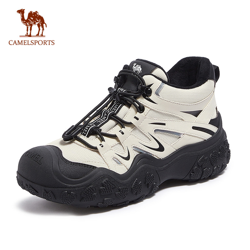 CAMEL SPORTS รองเท้าน่ารักกลางแจ้งกีฬาสูงด้านบนของผู้หญิงพื้นหนาบวกกํามะหยี่เดินป่าลําลอง