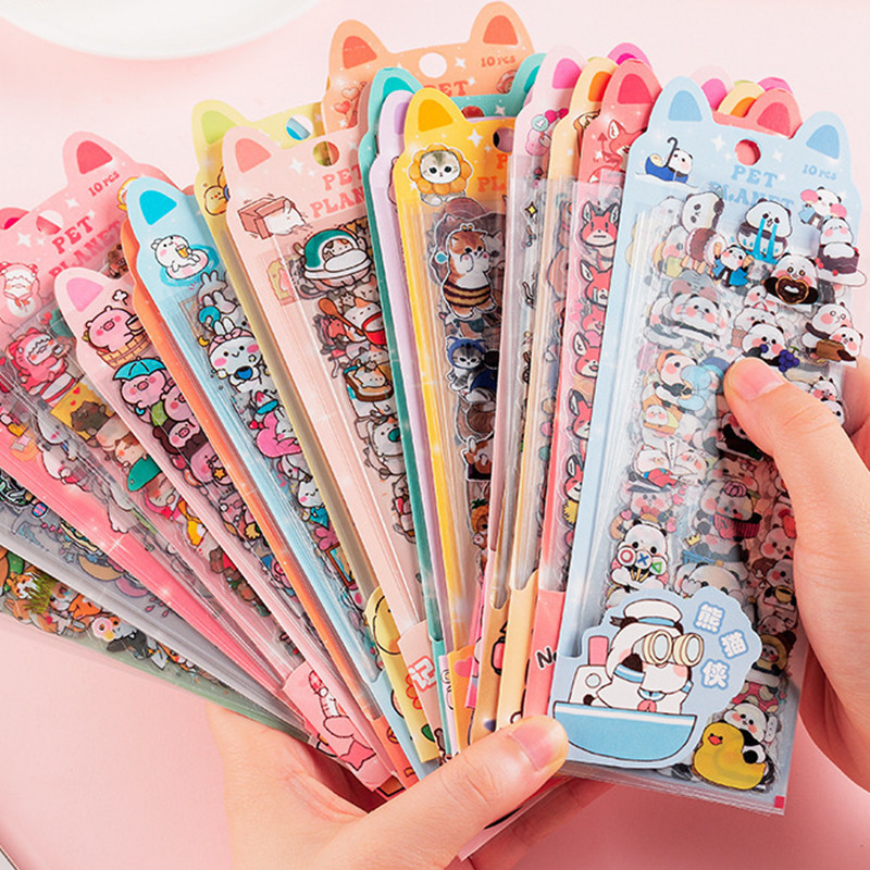 10 แผ่น Kawaii การ์ตูนสัตว์เลี้ยง Planet Series สติกเกอร์วารสารสมุดภาพตกแต่ง DIY สติกเกอร์