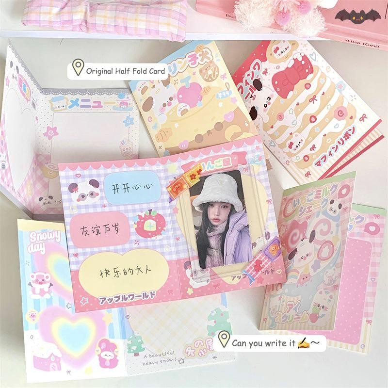 [PE] 10pcs เกาหลี Ins แฟชั่นน่ารัก Kpop 3 นิ้วการ์ดด้านหลังพับผู้ถือบัตร Fix Decor กระดาษ DIY วัสดุบรรจุ TH