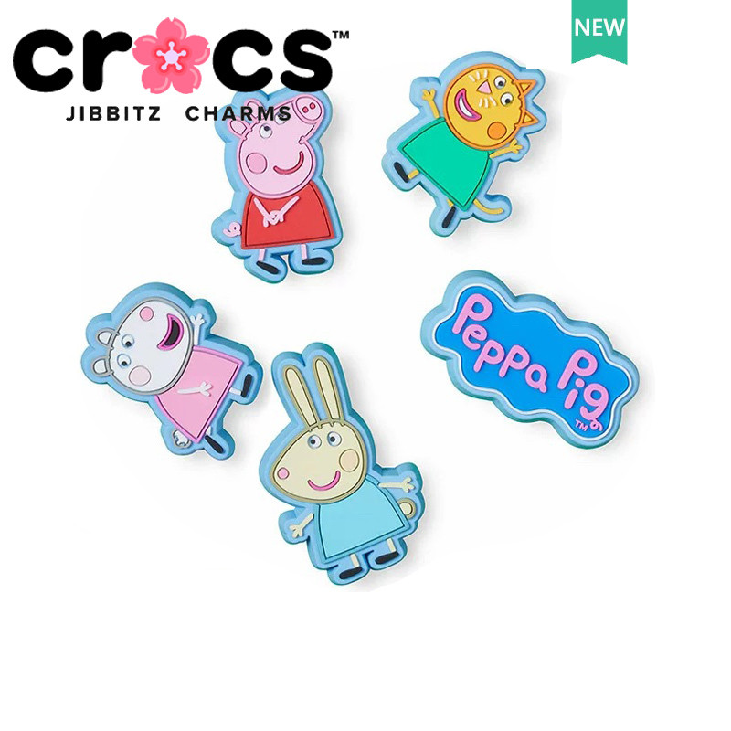Crocs jibbitz charm รองเท้าหัวเข็มขัดรองเท้าอุปกรณ์เสริมรองเท้าดอกไม้การ์ตูน Piglet Peppa รองเท้าแฟชั่นอุปกรณ์เสริม