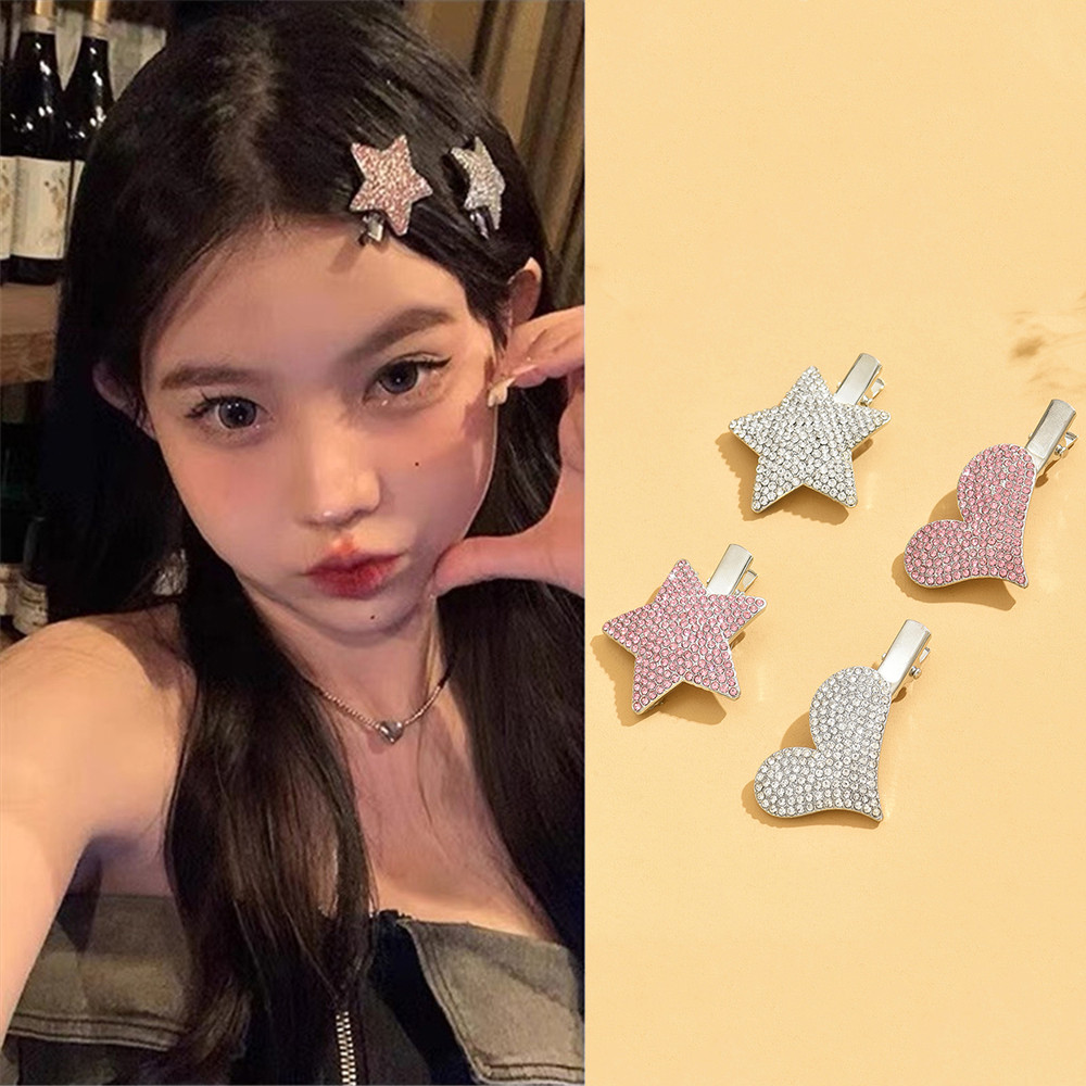 Y2k Girl ประณีต Rhinestone Love Side Clip กิ๊บติดผม Headdress ผมหัก Dopamine Bangs Clip