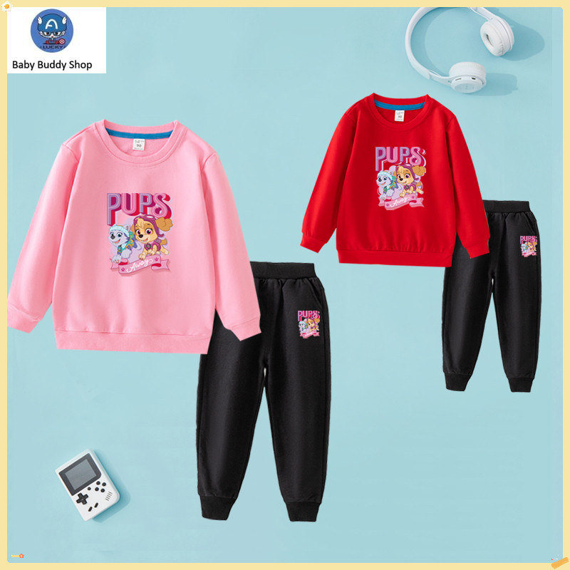Paw PATROL ชุดเสื้อและกางเกงสําหรับเด็ก ชุดผ้าฝ้ายแขนยาวสําหรับเด็กชายและเด็กหญิง FF002