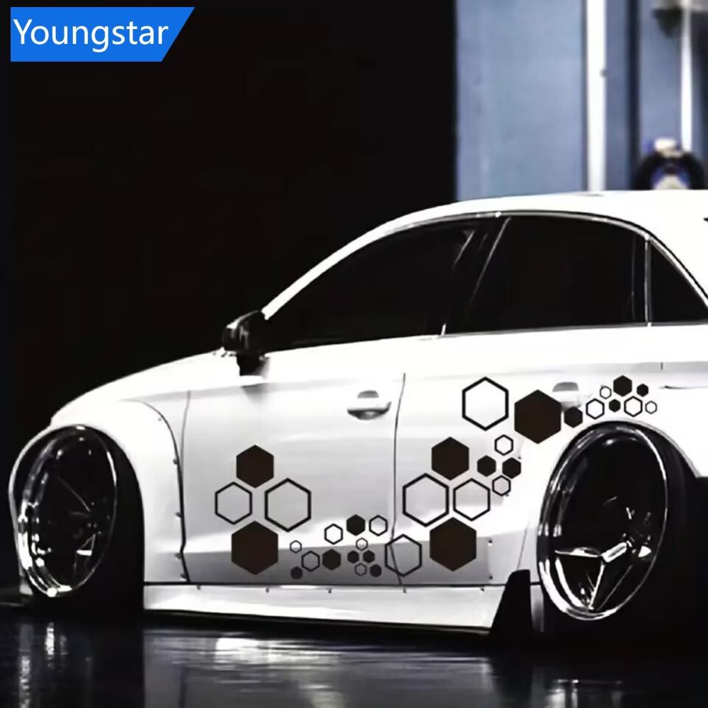 Ys 52 ชิ้น/เซ็ตรถรังผึ้ง Auto ไวนิล Decals ขนาดใหญ่ขนาดเล็กผสมสติกเกอร์หกเหลี่ยม DIY ตกแต่ง F7R4