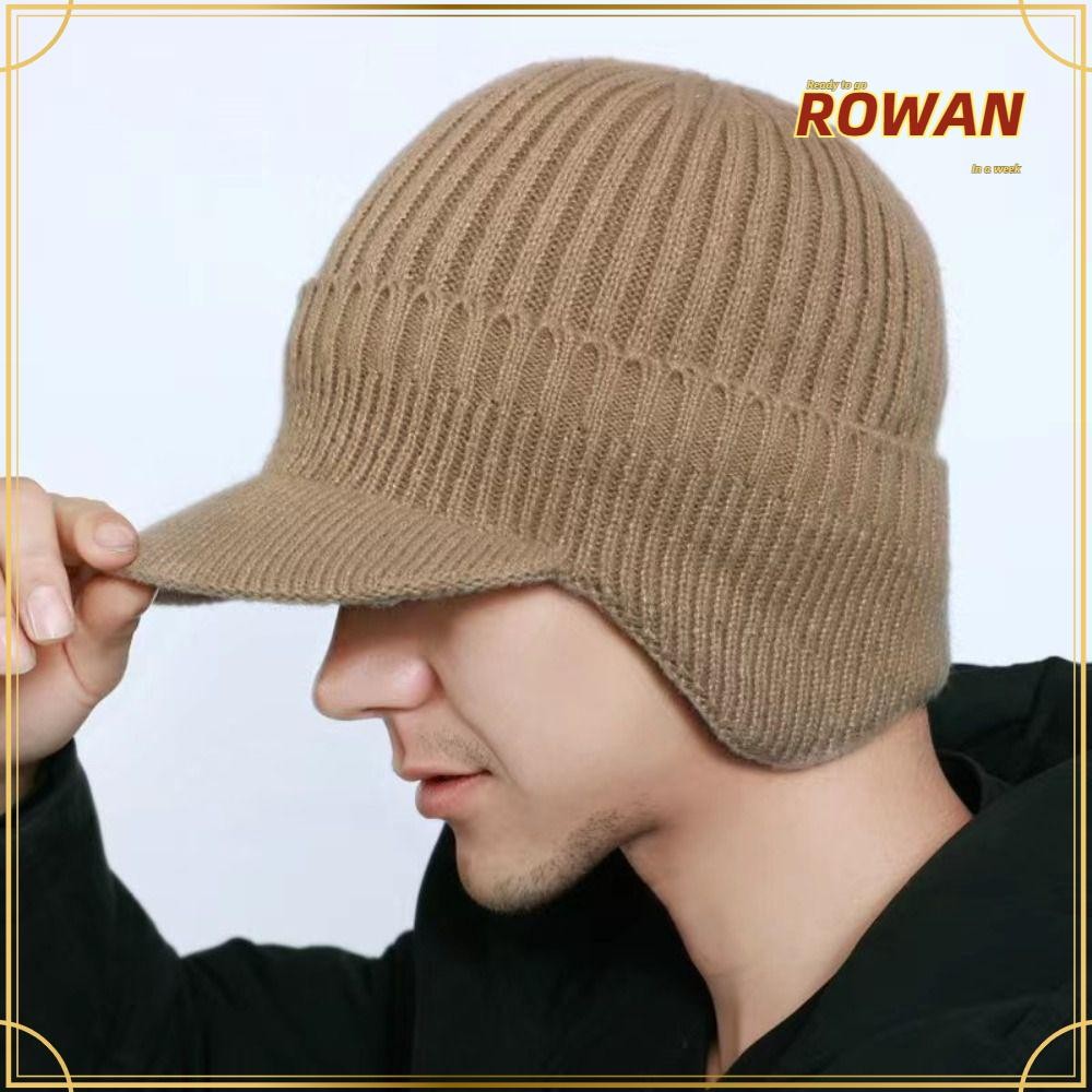 Rowans ผู้ชายถักหมวก, ขี่จักรยานป้องกันหู Earflap หมวก, สกีกลางแจ้งฤดูหนาวที่อบอุ่น Beanies หมวก
