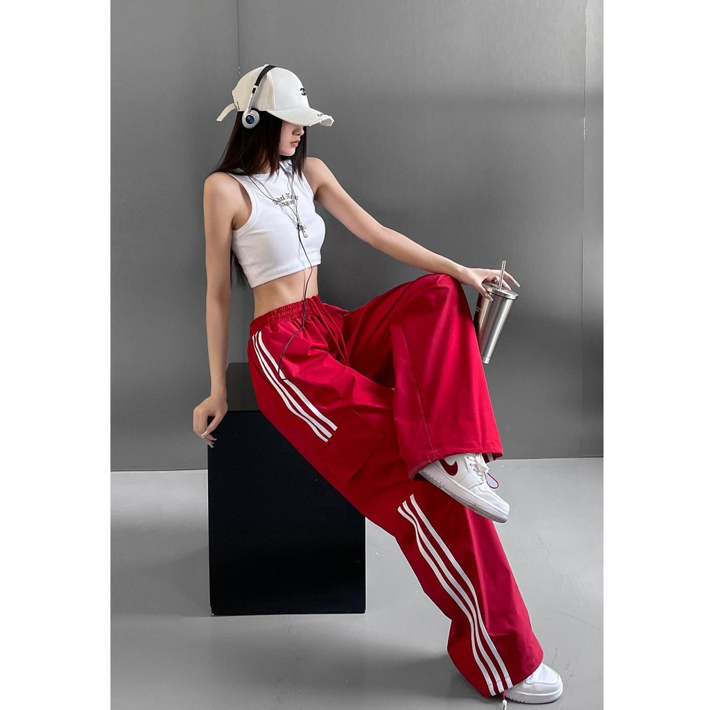 เอวสูงยืดหยุ่น drawstring เซ็กซี่สาวร้อนกางเกงขาตรง