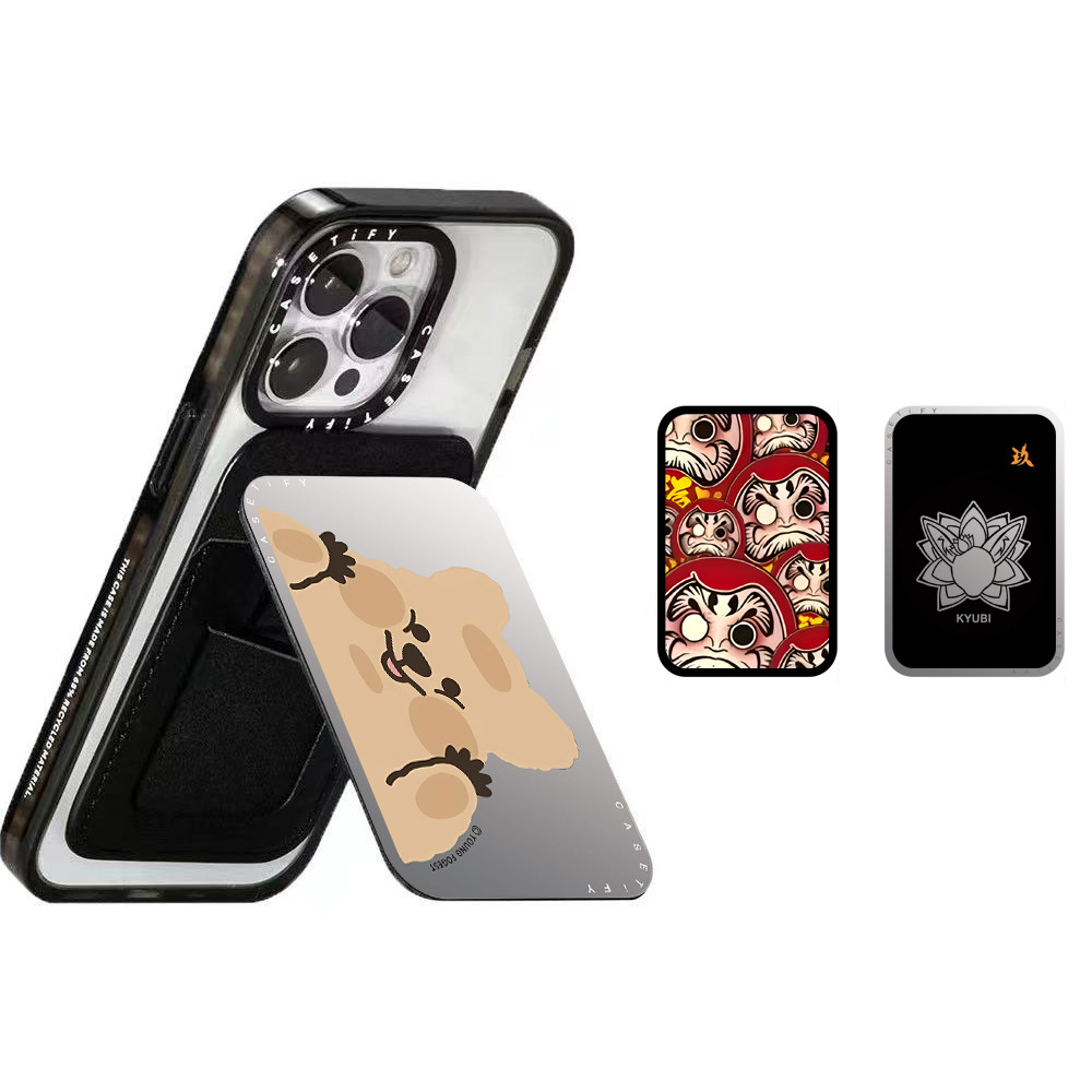กระเป๋าสตางค์การ์ดแม่เหล็กพับ Mini Slim Card Holder ขาตั้งโทรศัพท์ Kickstand Card Pouch สําหรับ iPhone,ใช้งานร่วมกับ iPhone 15 Pro Max,iPhone 14 Pro,Bus Subway Card Bag,