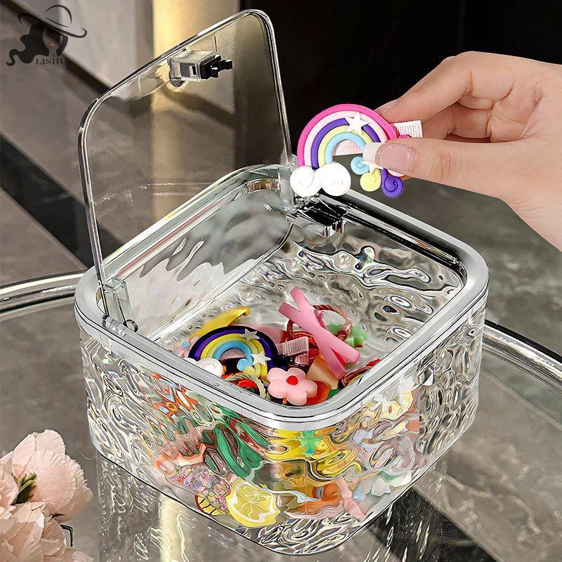 Lishu อุปกรณ์เสริมผม Organizer กล่องเก็บคอนเทนเนอร์ผมใส Tie Organizer สําหรับ Bows ผ้าฝ้าย Swab Organization th