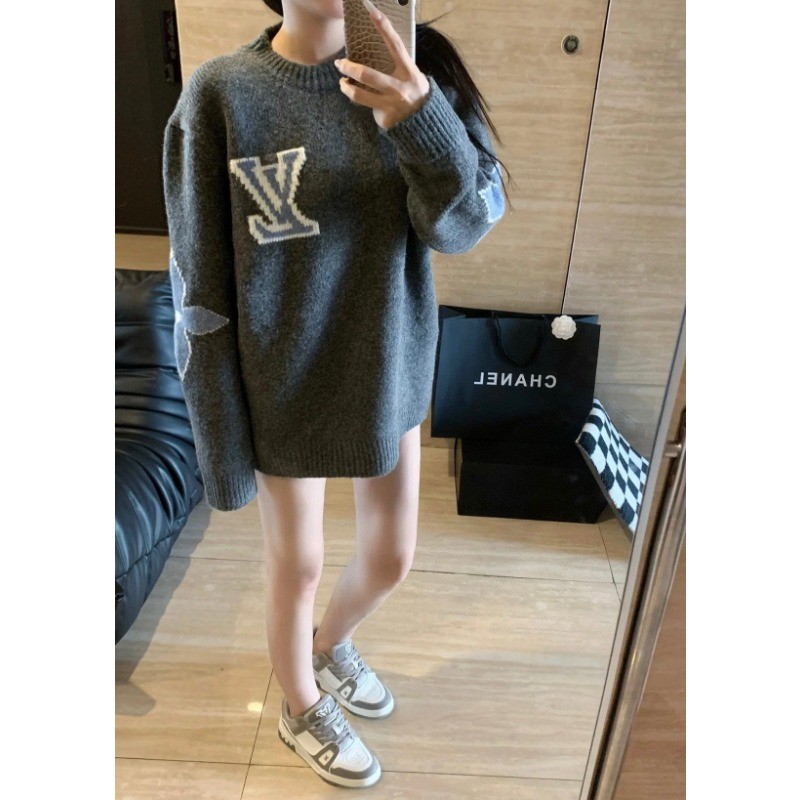 เสื้อสเวตเตอร์ตัวอักษร Slouchy สําหรับผู้หญิงในฤดูใบไม้ร่วง/ฤดูหนาวใหม่