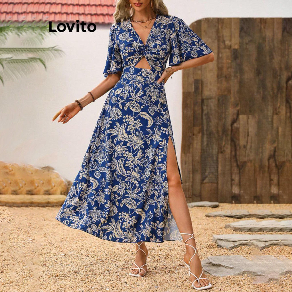 Lovito ชุดเดรสกลวงลายดอกไม้ ดิทซี่ หรูหราสำหรับผู้หญิง LNL73254