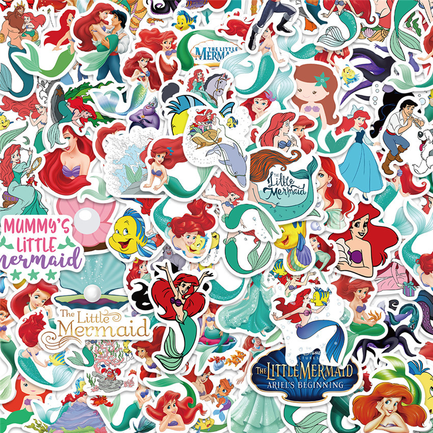 100ชิ้น/เซ็ต แอเรียล . สติ๊กเกอร์เจ้าหญิงเงือก สติ๊กเกอร์แฟชั่น DIY กันน้ํา Doodle