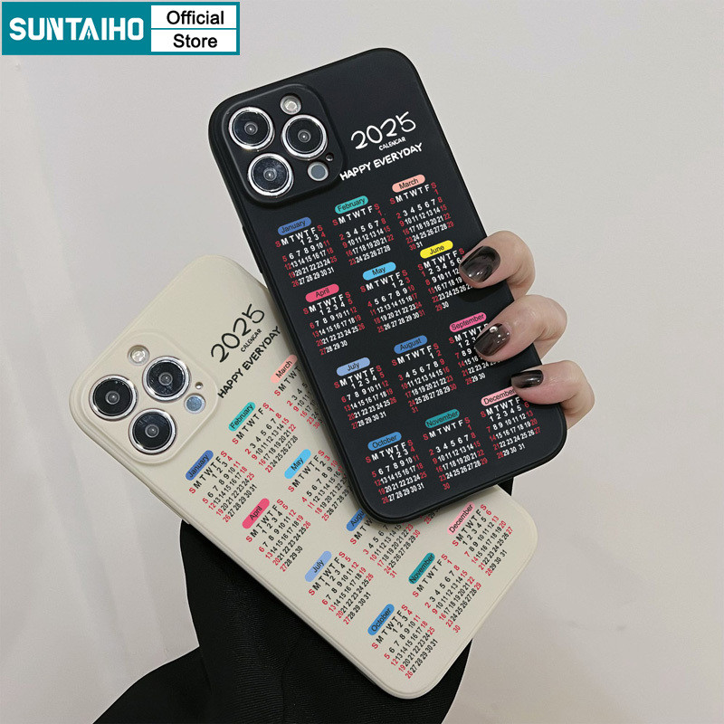 Suntaiho 2025 ปฏิทินซิลิโคนนุ่มสําหรับ IPhone 11 Pro MAX 12 13 7 8 Plus X XR XS MAX กันกระแทกฝาครอบโทรศัพท์ด้านหลัง