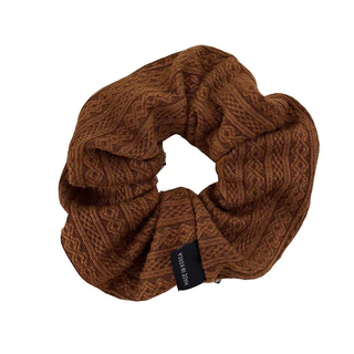 2024 Retro Wool Pattern Scrunchy Hair Tie ถัก All-Match สีทึบผม