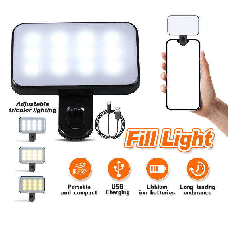 ไฟติดหัวกล้อง โคมไฟเซลฟี่ LED 3 โหมด ปรับได้ ขนาดเล็ก พกพาง่าย ถนอมสายตา ชาร์จไฟได้ สําหรับสมาร์ทโฟน แล็ปท็อป กล้อง