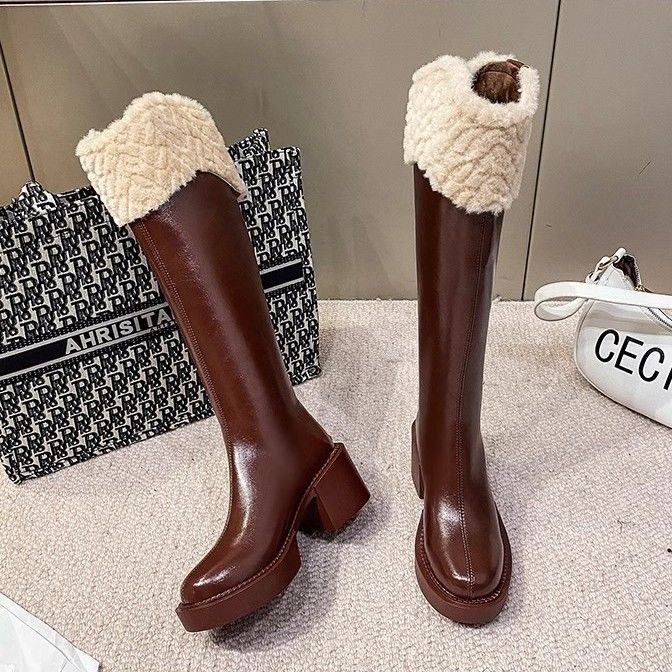 เทรนด์ Mi Mid-Tube Boots Boots Slip-On Casual สไตล์ญี่ปุ่น Anti