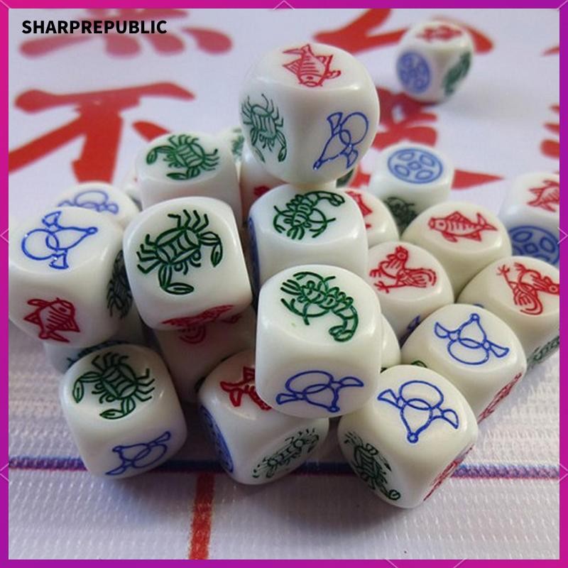 [Sharprepublic] 10 ชิ้นอะคริลิค 6 ด้าน D6 ลูกเต๋าสัตว์ & Die Cubes ของเล่นสําหรับเด็กเด็ก