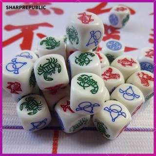 [Sharprepublic] 10 ชิ้นอะคริลิค 6 ด้าน D6 ลูกเต๋าสัตว์ & Die…