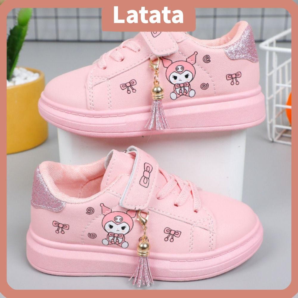 SANRIO รองเท้าลําลองเด็ก ลาตา คุโรมิ, รองเท้าผ้าใบแฟชั่นเด็กผู้หญิงการ์ตูนป้องกันการลื่นไถล, ฤดูใบไม้ผลิและฤดูใบไม้ร่วง ซานริโอ ด้านล่างนุ่มรองเท้ากระดานเด็กนักเรียนป