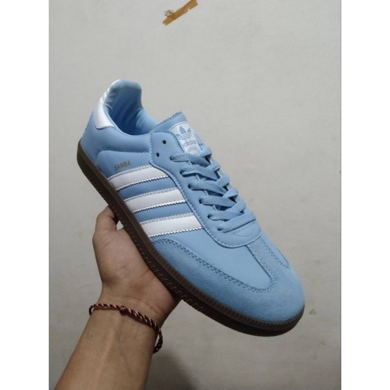 100% Adidas samba มังสวิรัติสีฟ้า