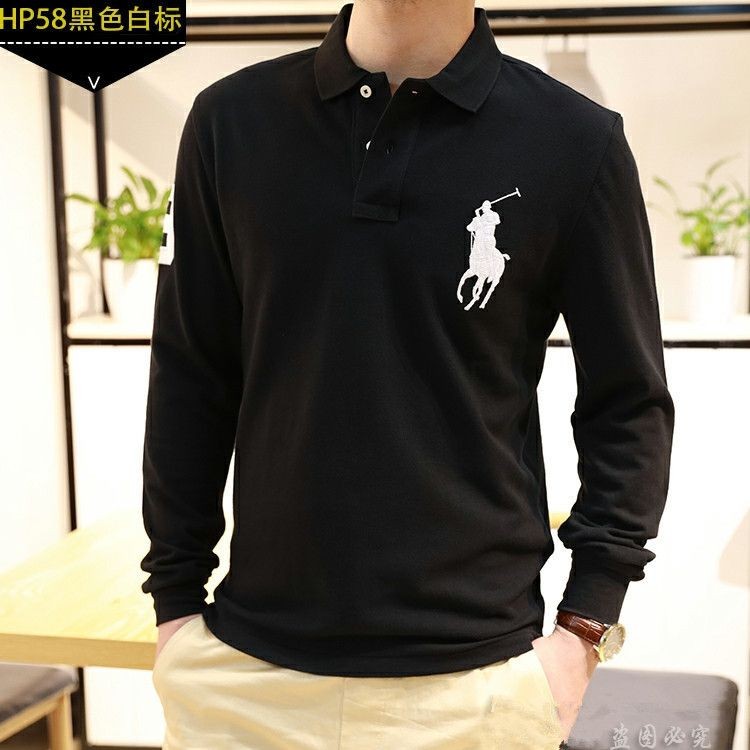 2024 สไตล์ใหม่ผู้ชายสีดําเสื้อโปโลแขนยาวด้านบนปกเสื้อยืดสีทึบธุรกิจสบายๆฤดูใบไม้ร่วง จุดต่ําสุด เสื้อผู้ชายด้านบน [คลังสินค้าพร้อม] ราคา ถูกที่สุด ดีลบีเคเค