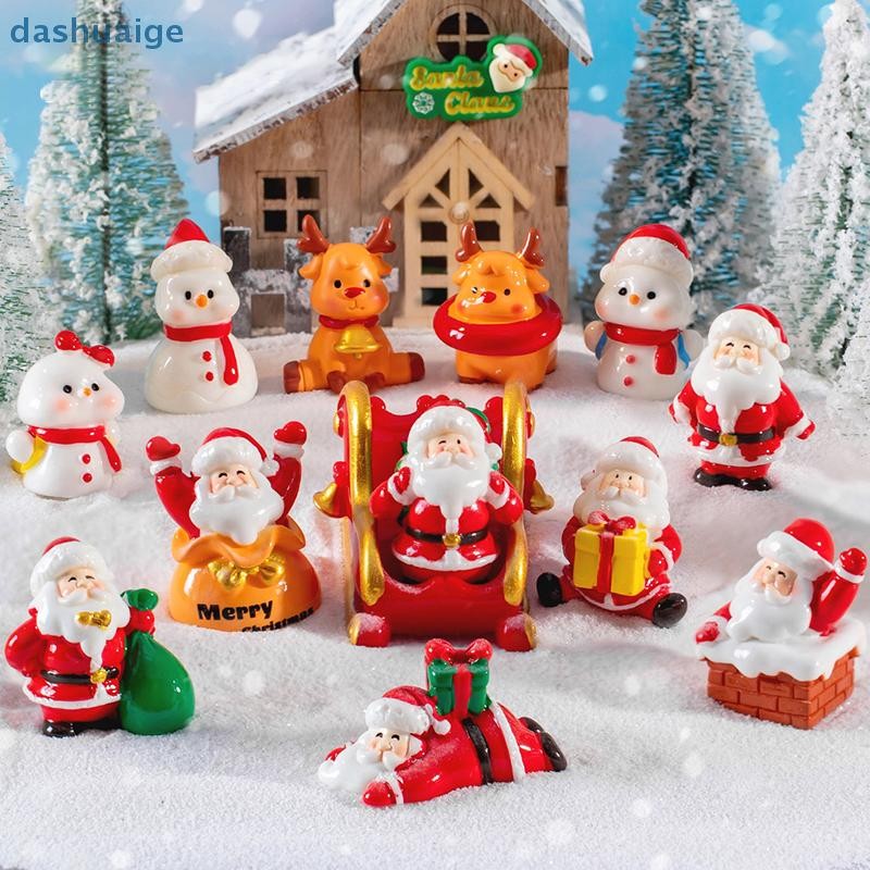 [WvW] น่ารักเรซิ่นเครื่องประดับคริสต์มาส Xmas Micro ภูมิทัศน์ Miniature Santa Claus Snowman เครื่องประดับเดสก์ท็อปสํานักงานตกแต่ง OoO