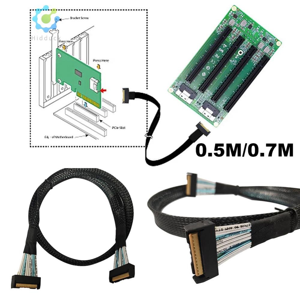 Mini SAS สาย 32Gbps PCIE 5.0 Slim SAS MCIO 74P ถึง MCIO 74P Data Transfer Cord [Hidduck.th]