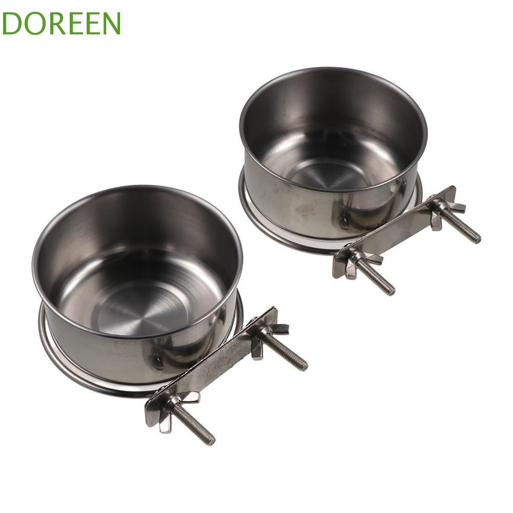 Doreen ชามนก, ชามน้ําสแตนเลส Parakeet Feeder, Drink Feeder with Clamp Holder Basin Feeding Plate Parrot Food Bowl Bunny