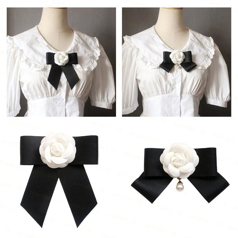 ʚɞ Ne ʚɞ เข็มกลัดแฟชั่นสําหรับถ่ายภาพผู้หญิงคอผูกเข็มกลัด Corsage Camellia Bowknot เนคไทแฟชั่นสําหรับงานแต่งงาน