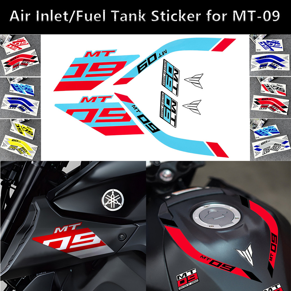 รถจักรยานยนต์การใช้ถังสติกเกอร์ Air Inlet Intake Scoop โลโก้ 3M Decal สําหรับ Yamaha MT-09 MT09 MT 09 MT-09SP