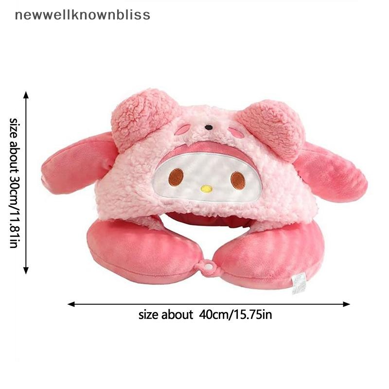 Newwellknownbliss น่ารัก Sanrio Hooded U-รูปหมอน Kuromi Hello Kitty Melody Pochacco หมอนรองคอรถที่นั่งสํานักงาน Nap หมอนคอหมอนของขวัญ CCD