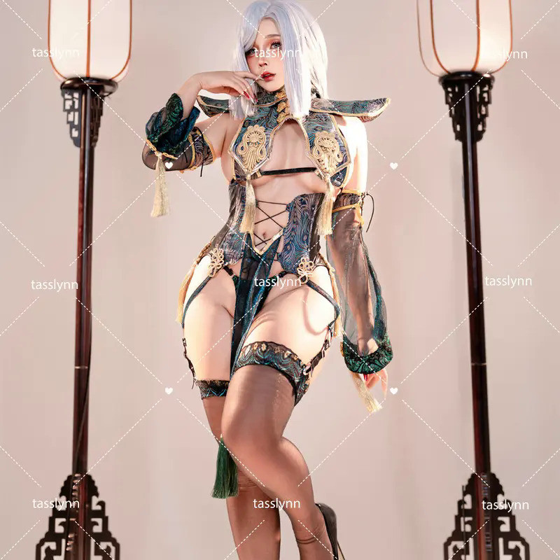 Mn  Game Genshin Impact Cosplay Costumes Halloween Party Shenhe Cheongsam Dress Shenhe Cosplay Girls