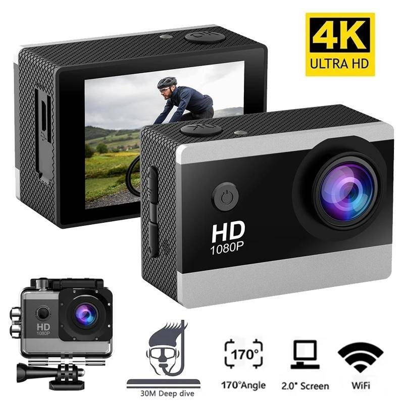กล้องกีฬา HD 4K 30fps WiFi 2.0 นิ้วหน้าจอ lPS lP68 มุมกว้างใต้น้ํา 30m กล้องกันน้ําหมวกกันน็อคจักรยานกล้องวิดีโอกีฬากลางแจ้งกล้อง dv