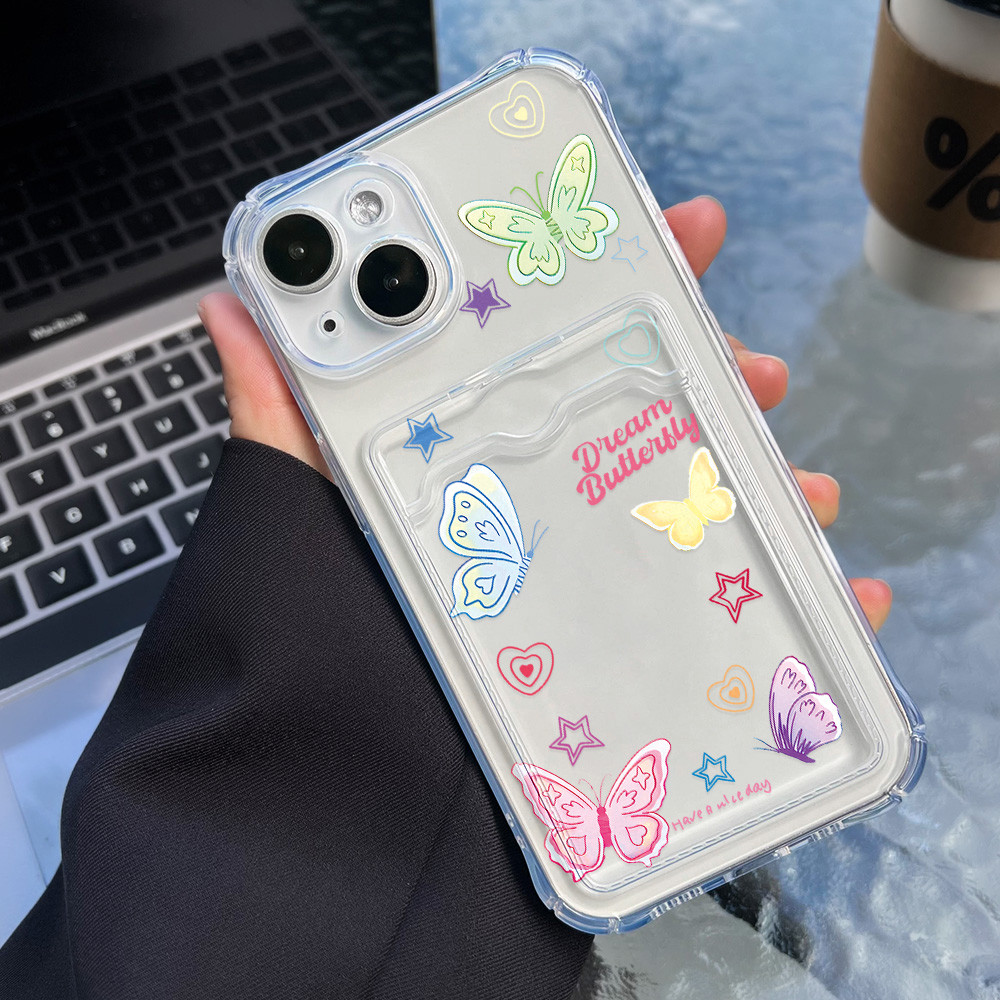 เคสโทรศัพท์ที่ใส่ช่องเสียบการ์ด for iPhone 11 13 12 14 15 Pro Max XR XS Max iPhone 16 7 8 Plus XR ปกทาสีคุณภาพสูง