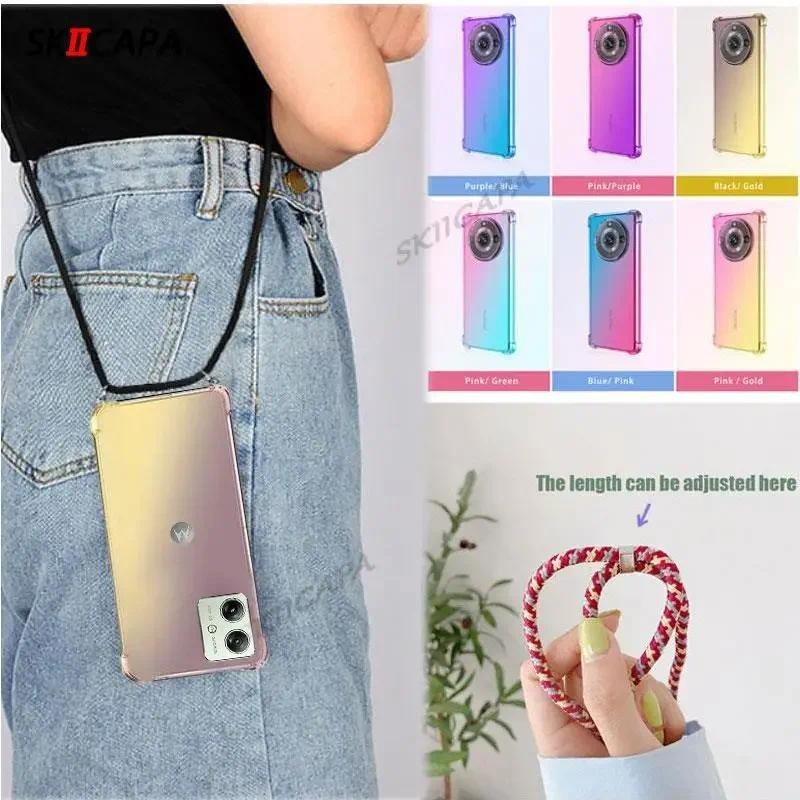สร้อยคอ Crossbody Soft Lanyard เคสโทรศัพท์สําหรับ Motorola Moto G75 5G G85 G35 G55 G84 G54 G34 G45 G