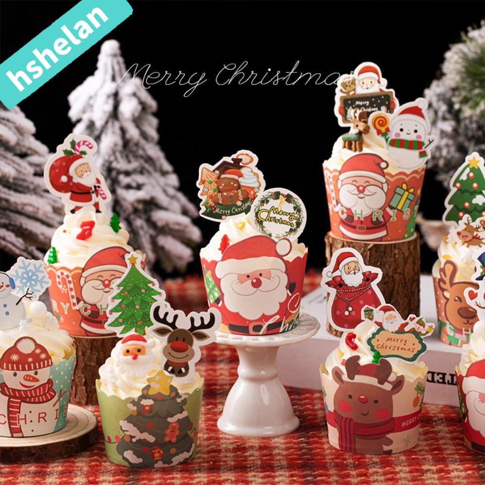 Hhshelanf6 50 ชิ้นเค้กเบเกอรี่ถ้วย,อุปกรณ์งานแต่งงานโปรดปรานคริสต์มาส Cupcake, Creative เครื่องมือห้องครัว Wrapper DIY ถ้วยกระดาษคริสต์มาส