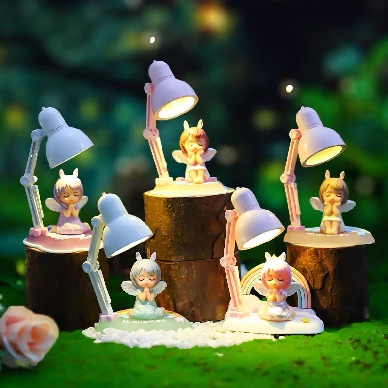 ดอกไม้หัวใจสาว Dream Cloud Realm โคมไฟขนาดเล็กกล่องตาบอด Handmade Creative Annie เด็กโคมไฟตั้งโต๊ะขนาดเล็กเครื่องประดับของขวัญวันหยุดของเด็กผู้หญิง