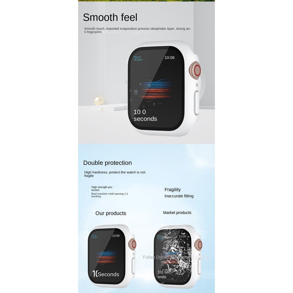 เหมาะสำหรับ Apple Watch S10/9/8/7/6/5/4/3/2/1 /se เคสป้องกันชิ้นเดียว38/40/41/42/44/45/49/46mmสาย