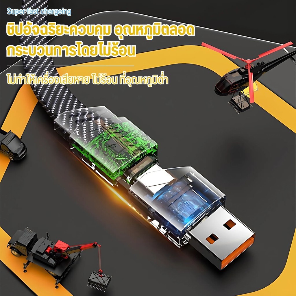 สายชาร์จข้อมูลชาร์จเร็วโอนถ่ายข้อมูลได้สายเคเบิลข้อมูล 4in1 แข็งแรงทนทาน รองรับอินเทอร์เฟซ Type-C และ USB-A - รูปที่ 3