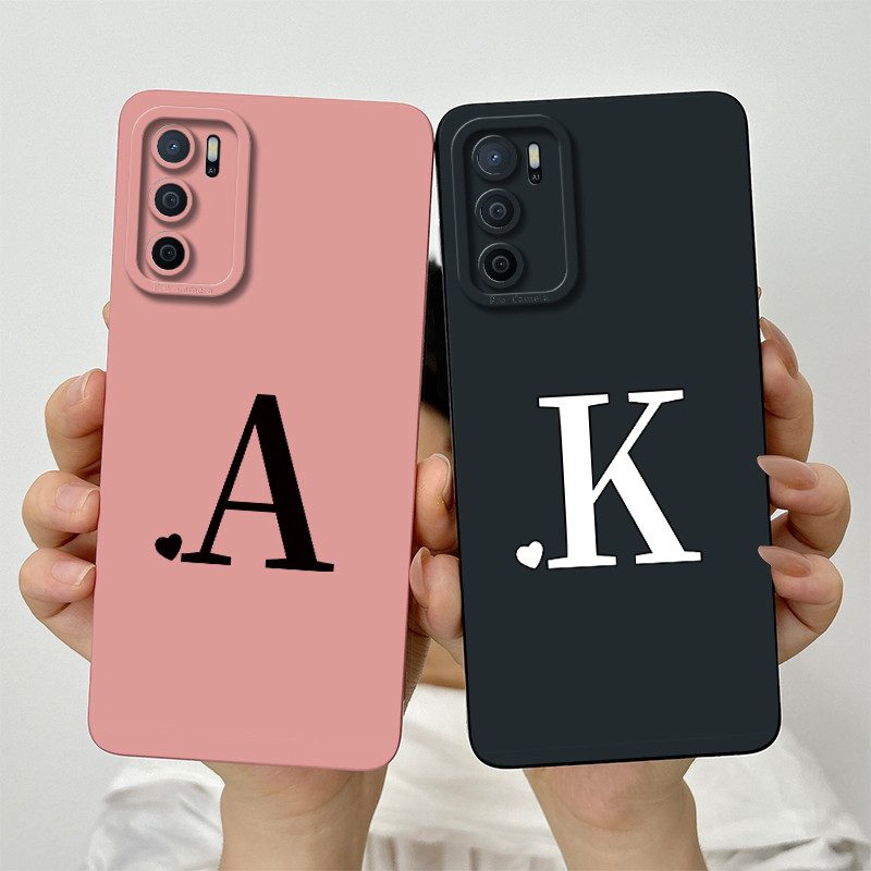 สําหรับ OPPO A16 A16S CPH2269 CPH2271 น่ารักตัวอักษรเริ่มต้นเลนส์ป้องกันกรณีกันกระแทก OppoA16 A16 s ซิลิโคนนุ่มเคสโทรศัพท์