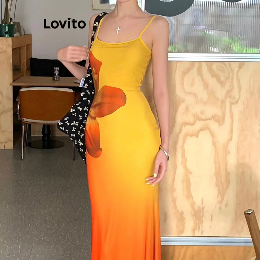 Lovito ชุดเดรสลายดอกไม้ ดิทซี่ แบบสบาย ๆ สำหรับผู้หญิง LNA73248