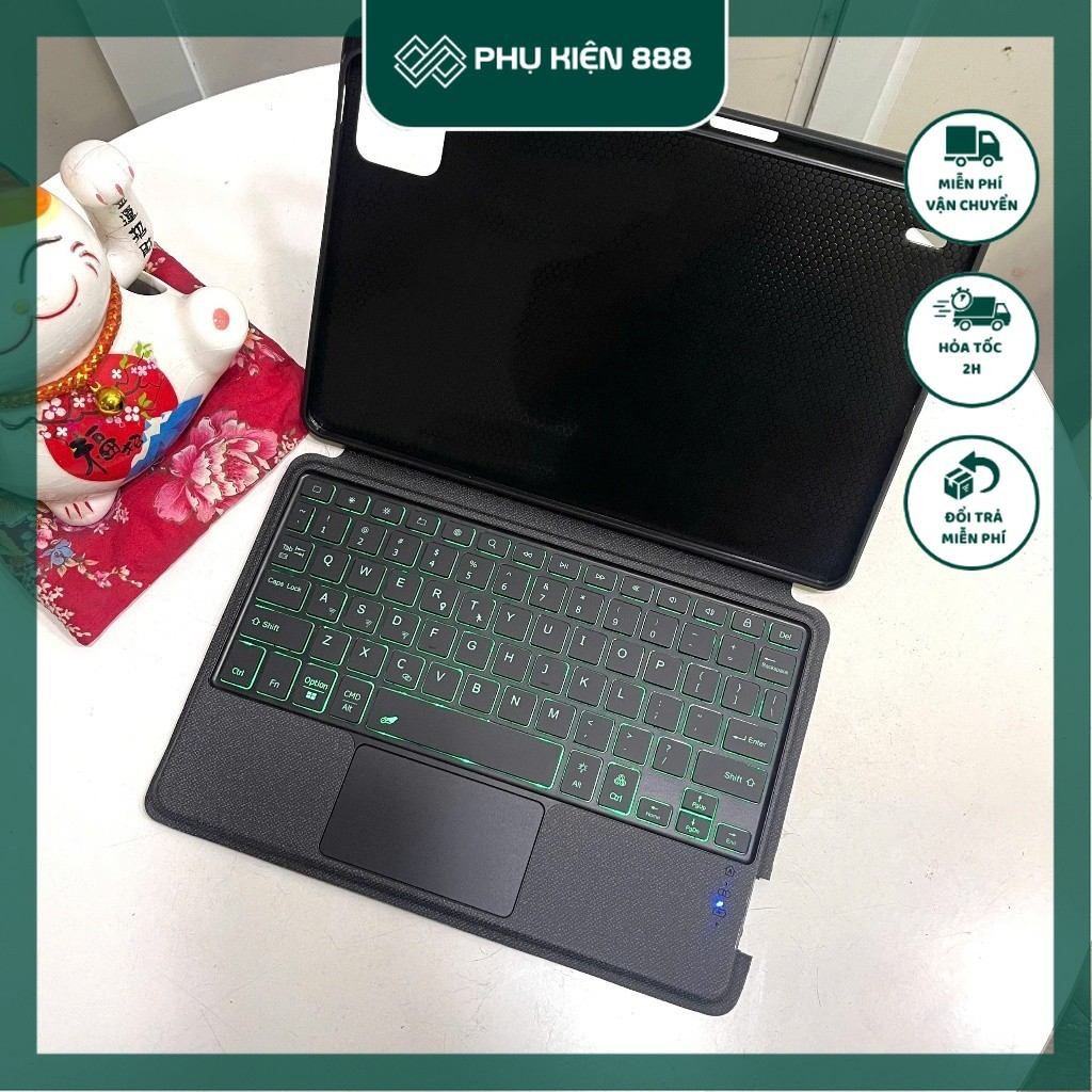 ฝาครอบคีย์บอร์ดอัจฉริยะ Keybroad พร้อมทัชแพด ขาตั้ง ไฟ LED ถอดออกได้สําหรับ Xiaomi Pad 7 / 7 Pro