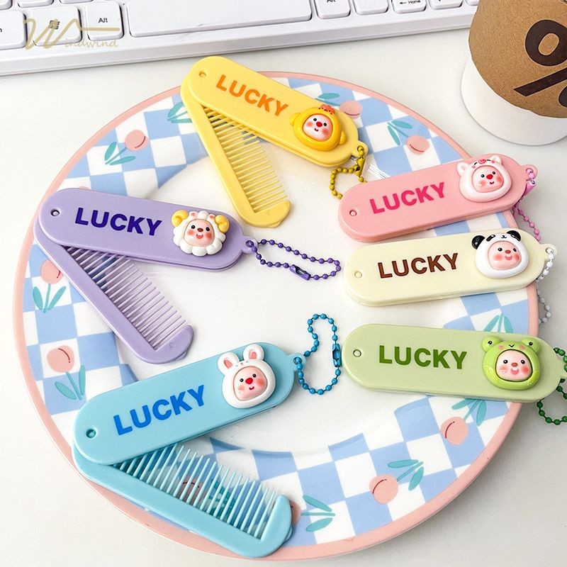 หวีกระจกพกพา พับได้ ลายการ์ตูน ขนาดกะทัดรัด พกพาสะดวก-wd - รูปที่ 4