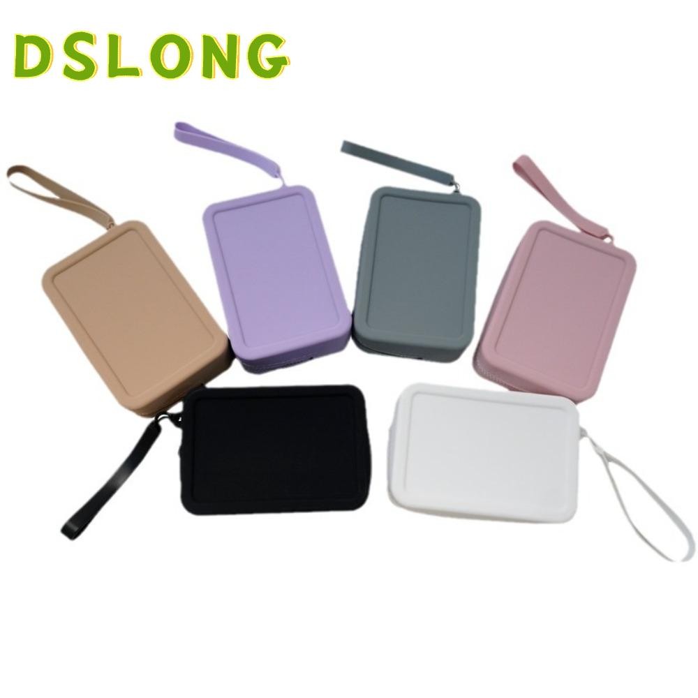 DSLONG กระเป๋าใส่เหรียญ,ซิปถุงเก็บสี่เหลี่ยม,ที่เรียบง่ายแบบพกพาความจุสูงซิลิโคนกันน้ํากระเป๋าสตางค์ผู้หญิงสาว