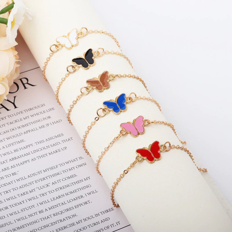 COD💖สร้อยข้อมือรูปผีเสื้อ แฟชั่น เรียบง่าย หวานเ สำหรับผู้หญิง ข้ากับทุกการแต่งกาย สร้อยข้อมือปรับได้-Lune thumbnail 3
