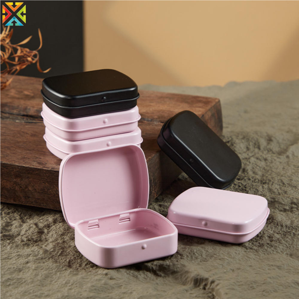 Multi-functional Double-sided Baking Paint Flip Cover Tinplate กล่องเล็กคลิปหนีบกระดาษกล่องเก็บต่างหูแบบพกพา