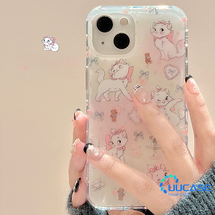 กระต่ายแมวเคสโทรศัพท์สําหรับ IPhone 14Pro Max เคสโทรศัพท์ 11 12 13Mini 13Pro Max 15Plus XR XS Max 6 7 8 Plus SE2020 หมี IPhone 15ProMax ฝาครอบโทรศัพท์พร้อมสร้อยข้อมือ ZBD - รูปที่ 3