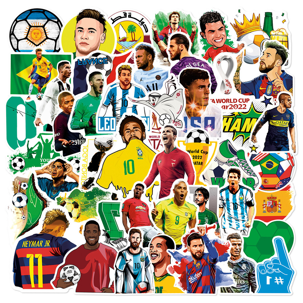 ชุดนักสะสมสติ๊กเกอร์ Football Legends | 50 Unique CR7 & Messi Art Decals for Tech Skins (ปลอดสาร BPA