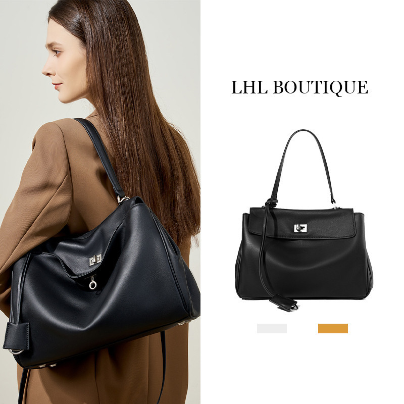 LHL BOUTIQUE โท้ท กระเป๋า หนังนิ่ม ความจุสูง ผู้หญิง สบายๆ การเดินทาง อเนกประสงค์ สีพื้นเรียบง่าย